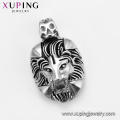 33408 xuping design noir pistolet couleur acier inoxydable bijoux tête de lion croix pendentif